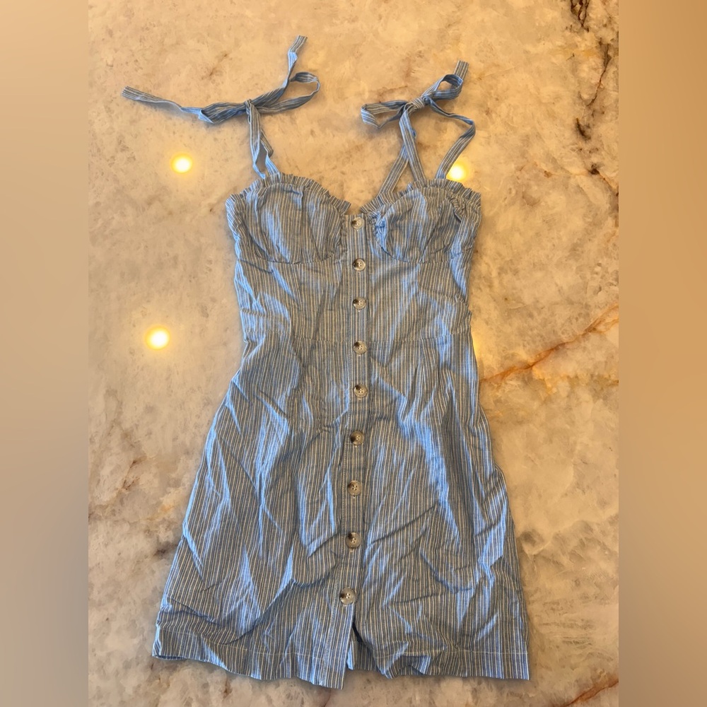 Lost & Wander Blue Striped Button-Down Dress S